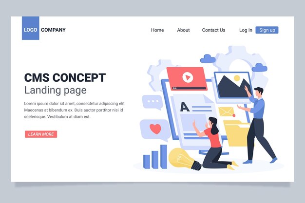 Content management system landing page