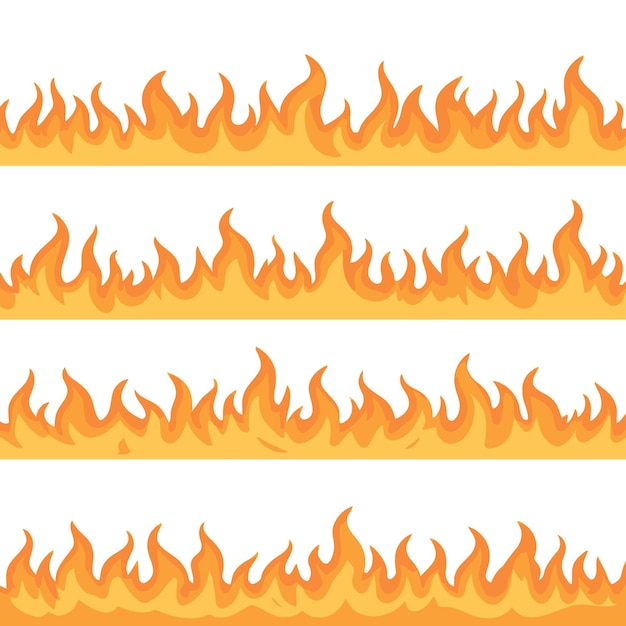 Free Vector continuous flames in various intensities on white background