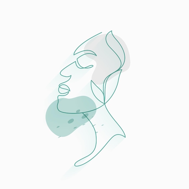 Free Vector continuous line art woman face portrait in doodle style