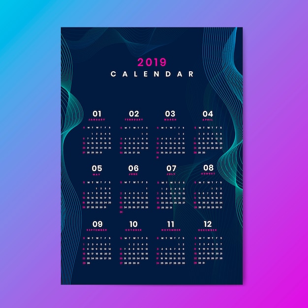 Contour design calendar mockup