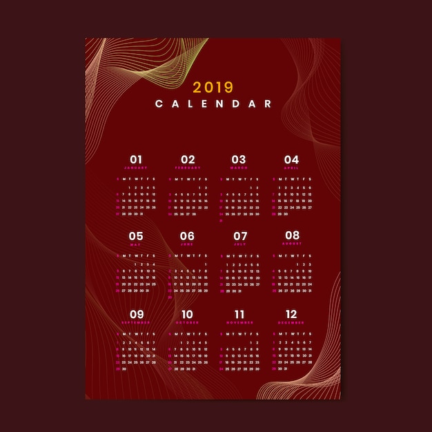 Contour design calendar mockup