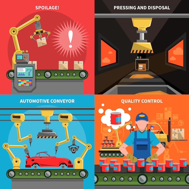 Free Vector conveyor icons set 