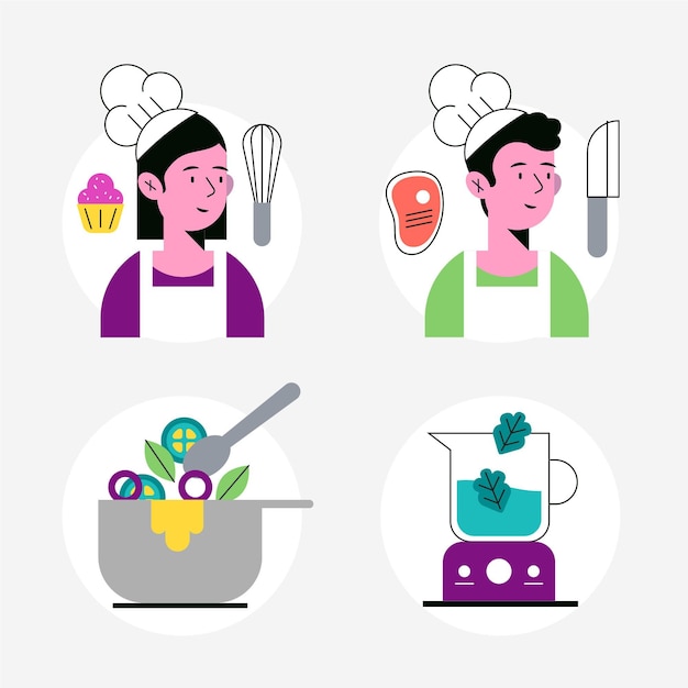 Free Vector cook collection concept