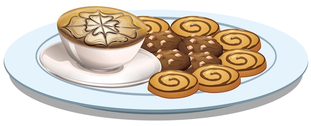 Cookies and coffee in a plate