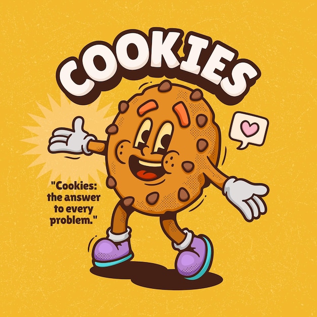 Free Vector cookies trendy retro cartoon vector hand drawn