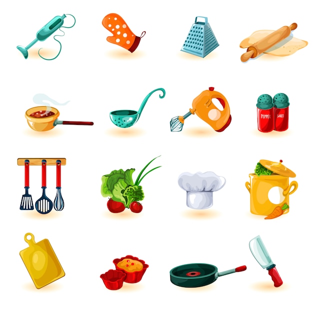 Free vector cooking icons set