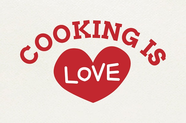 Free Vector cooking is love typography 