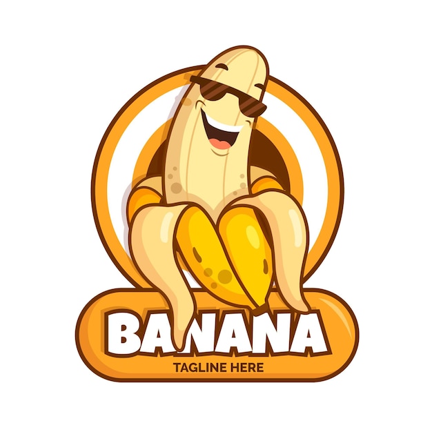 Free Vector cool banana character logo template