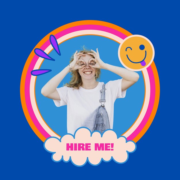 Cool colorful hire me personal linkedin profile picture