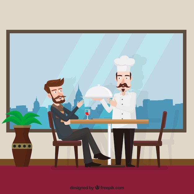 Free Vector cool man in gourmet restaurant