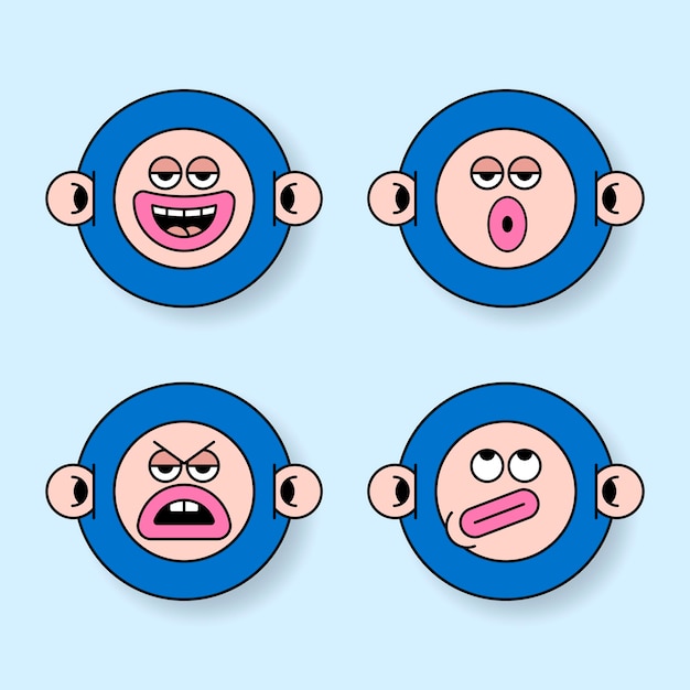 Free vector cool monkey monster sticker set vector