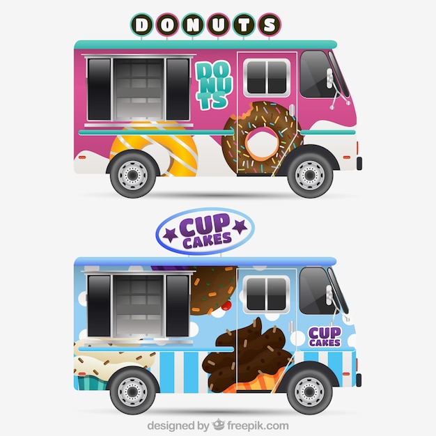 Cool pack of realistic food trucks