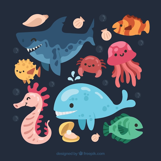 Cool pack of smiley sea animals