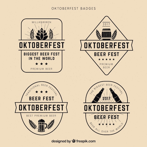 Free Vector cool pack of vintage oktoberfest badges