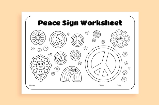 Cool peace sign coloring worksheet