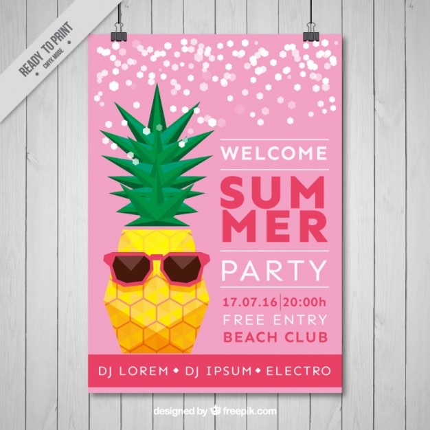 Free Vector cool pineapple summer party flyer