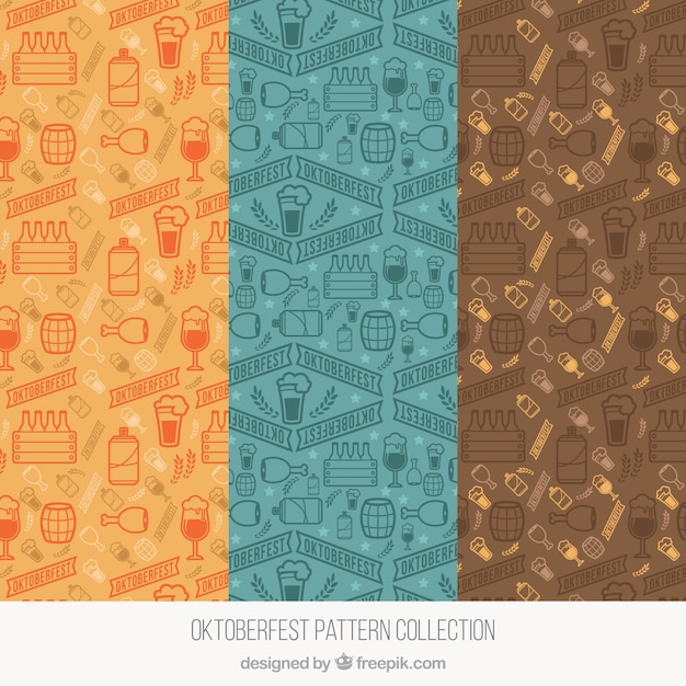 Free vector cool set of modern oktoberfest patterns