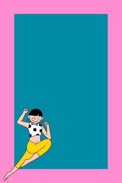 Free vector cool woman character on a pink frame and blue background vector