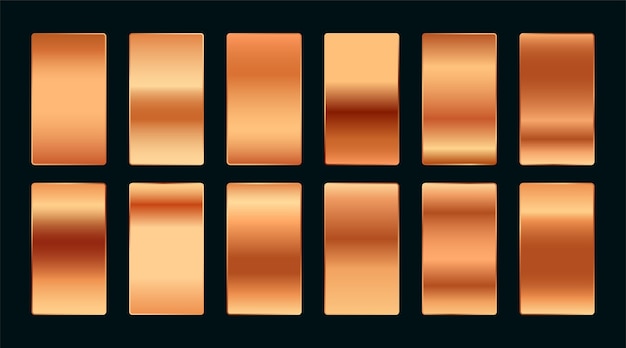 Copper or rose gold premium gradient swatches palette set