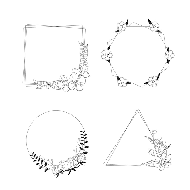 Copy space floral frame hand drawn collection