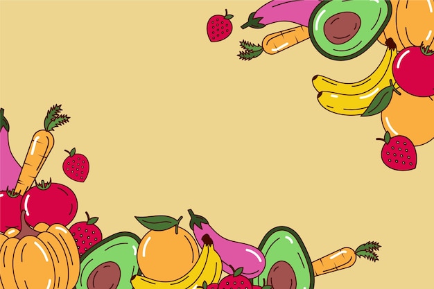 Free vector copy space fruit and veggie background