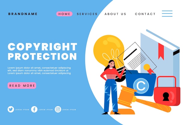 Free Vector copyright landing page template