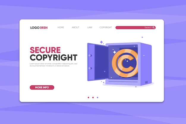 Free Vector copyright landing page with safe box