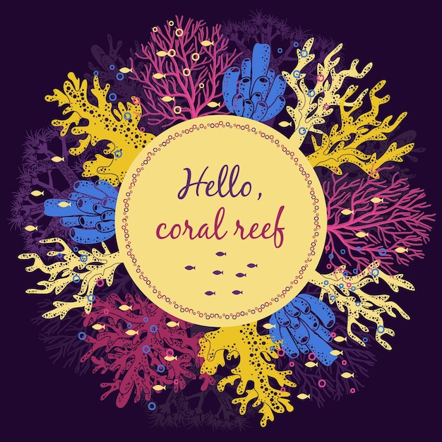 Free vector coral reef card template.