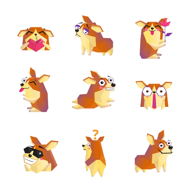 Free Vector  corgi dog cartoon character icons collection