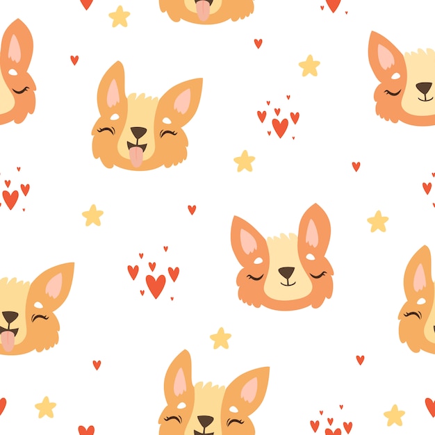 Corgi face seamless pattern