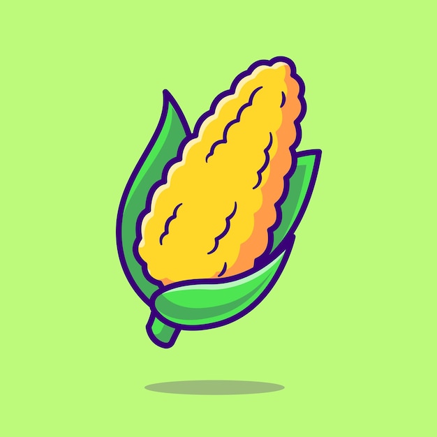 Corn Vegetable Cartoon Vector Icon Illustration Food Nature Icon Concept Isolated Premium Vector