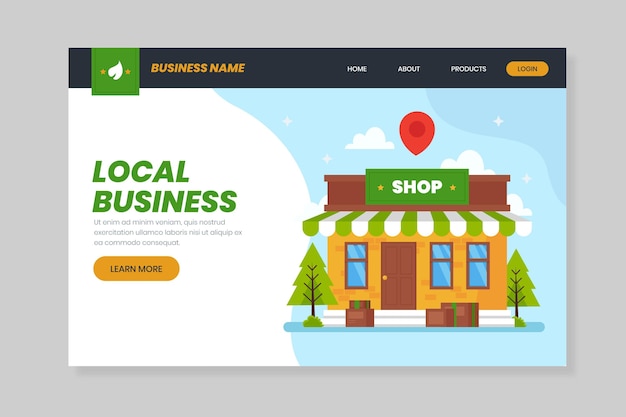 Free Vector corner store local business landing page