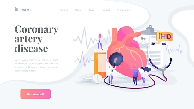 Free Vector coronary artery disease landing page template