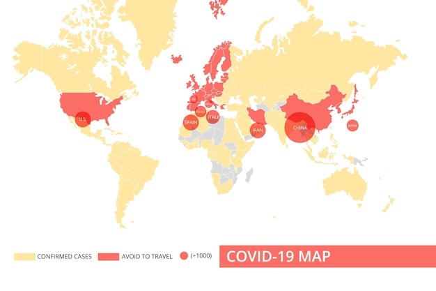 Coronavirus continents map