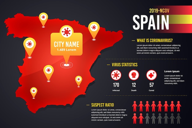 Free Vector coronavirus country map infographic