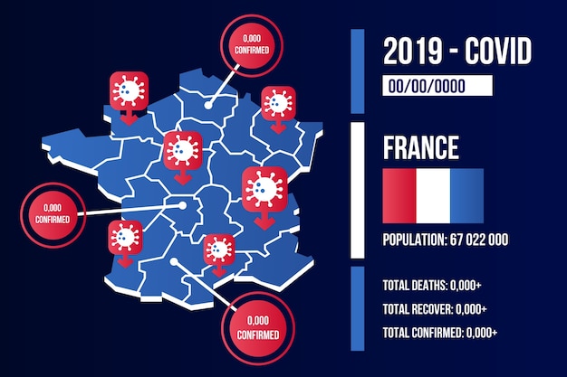 Free Vector coronavirus country map infographic