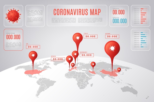 Free Vector coronavirus country map infographic