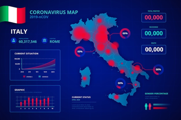 Coronavirus country map infographic