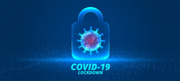 Coronavirus lockdown background with virus cell design