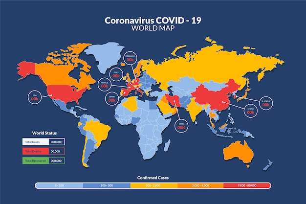 Free Vector coronavirus map concept