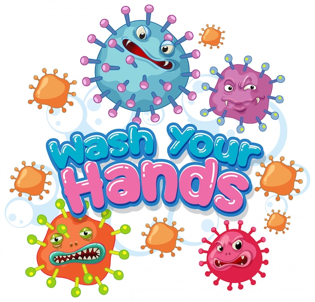 Coronavirus poster design with word wash your hands