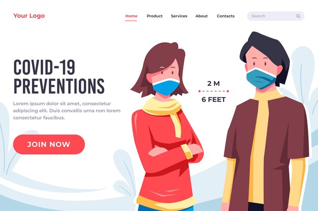 Coronavirus preventions landing page template