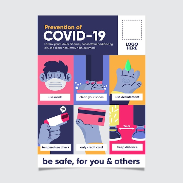 Free Vector coronavirus protocol for business poster template