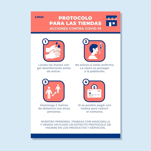 Free vector coronavirus safety protocol for businesses poster