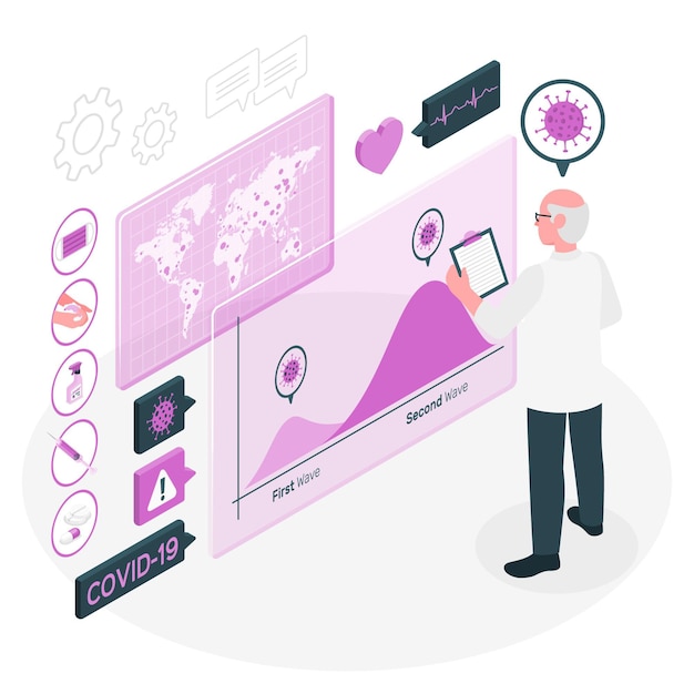 Free Vector coronavirus second wave concept illustration