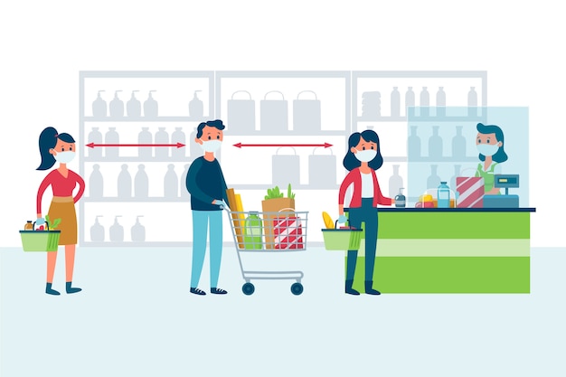 Coronavirus supermarket illustration style