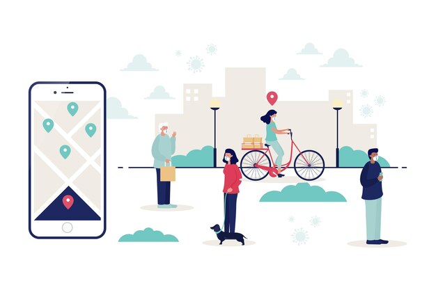 Coronavirus tracking location app - concept