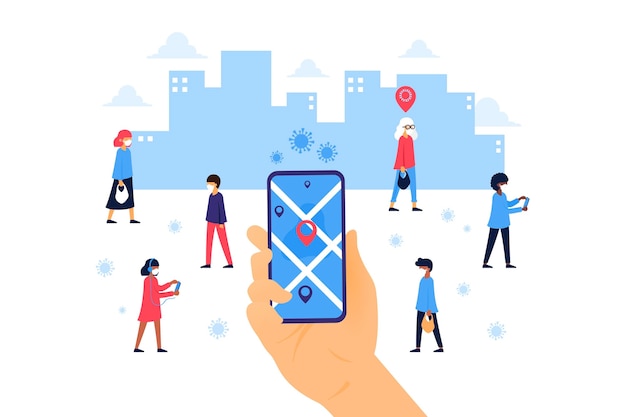Free vector coronavirus tracking location app - concept