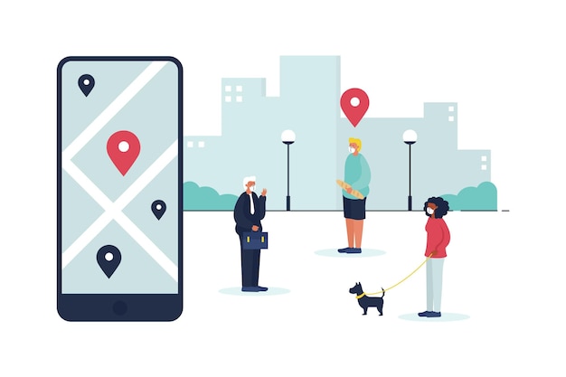 Coronavirus tracking location app - concept