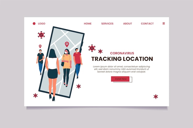 Coronavirus tracking location app landing page